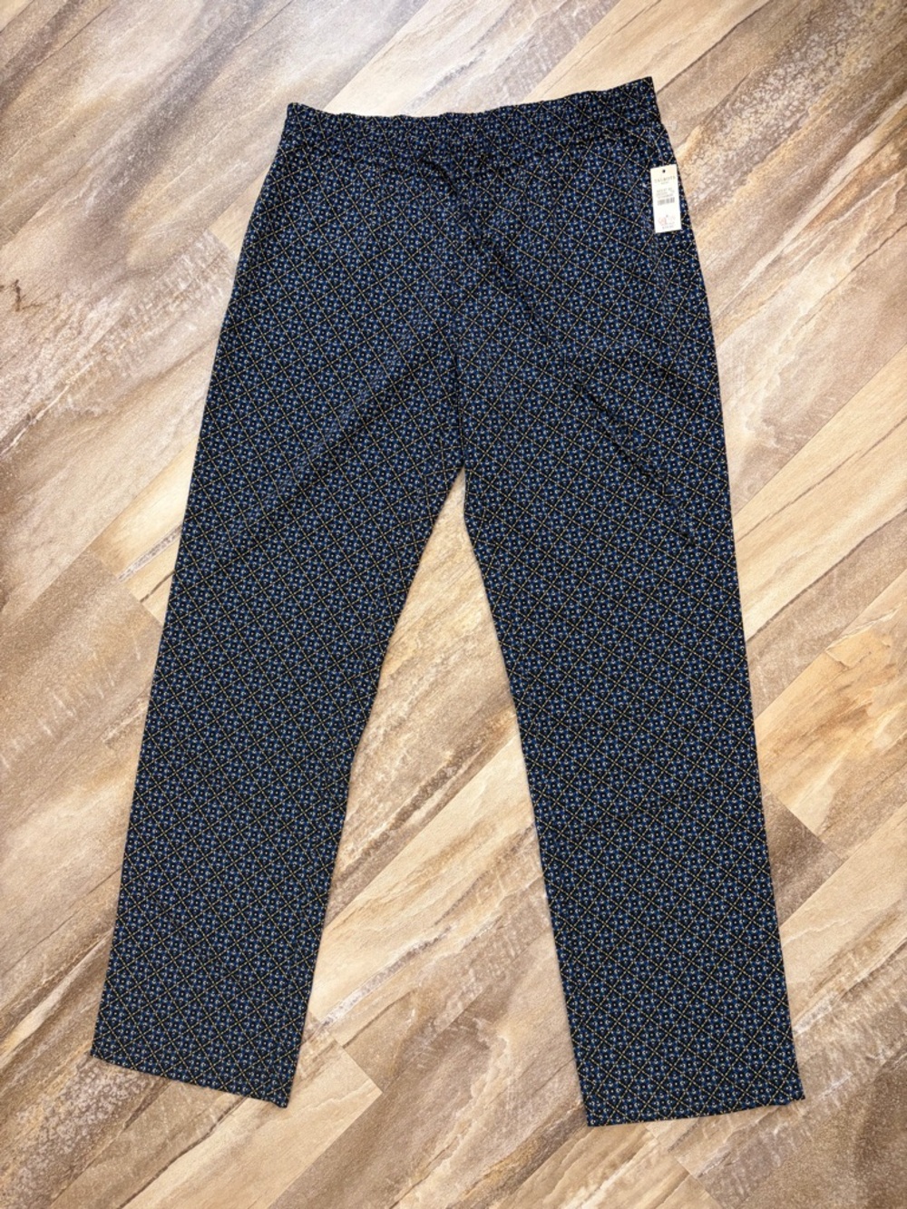 Talbots Blue Yellow Print Pull-on Pants Size 4
